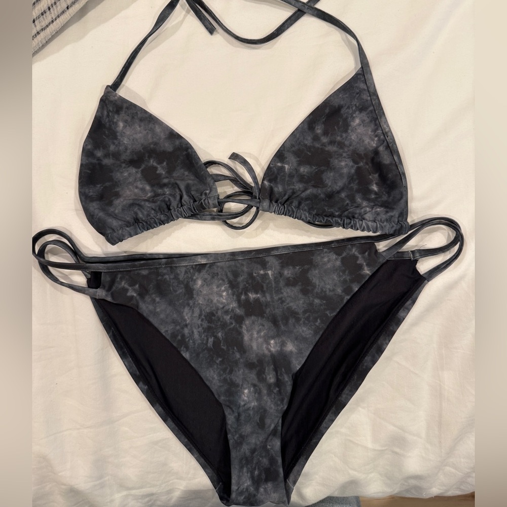 ALL SAINTS Black Tie-Dye Bikini Set